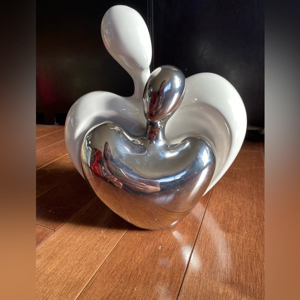 Hugging Couple Ceramic Sculpture,Silver Home Decor,Passionate Love Statue